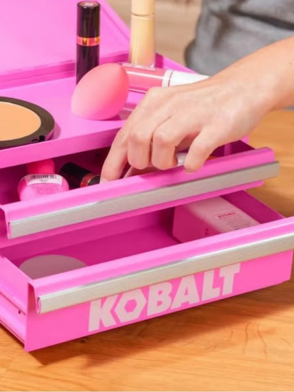 “New” KOBALT 2-Drawer Bubble Gum Pink Steel Tool Box/Jewelry Box